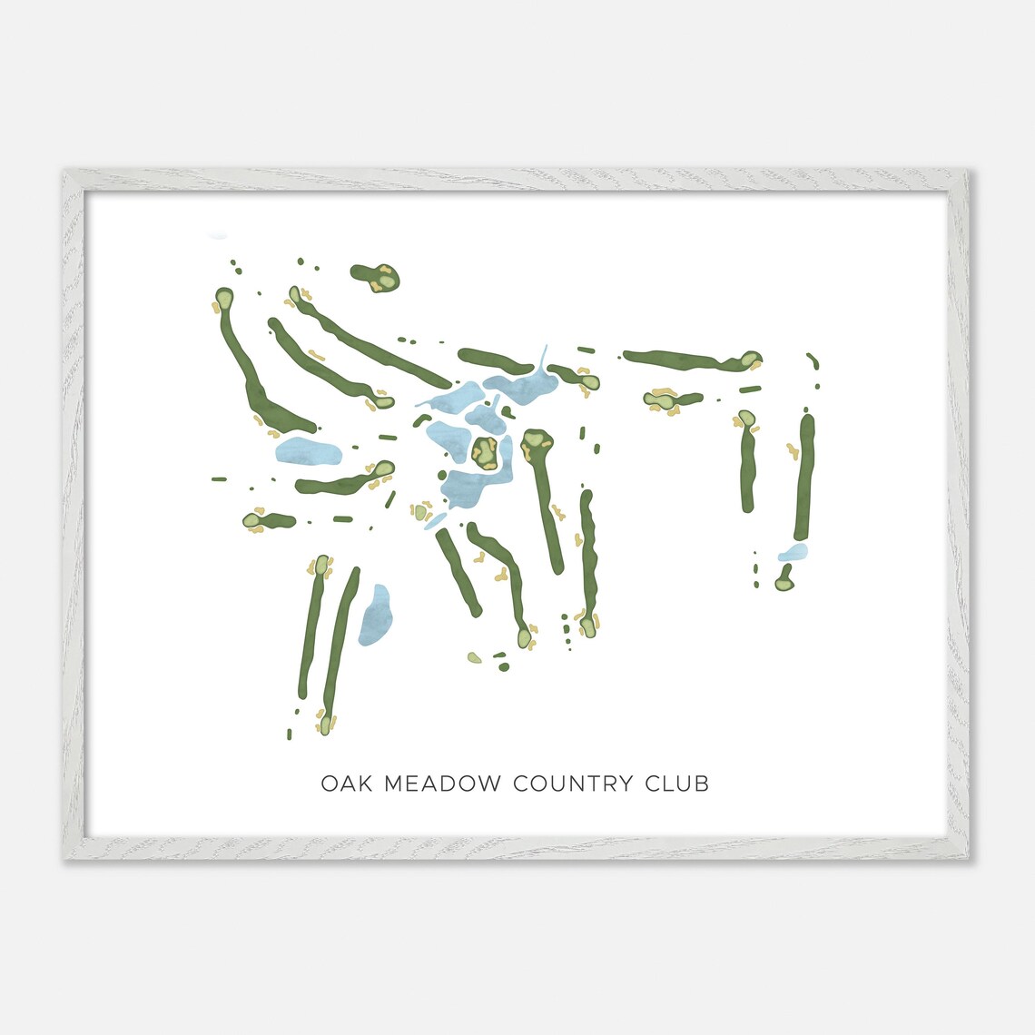 Oak Meadow Country Club Modern Minimalist Watercolor Golf Map Poster - Image 4