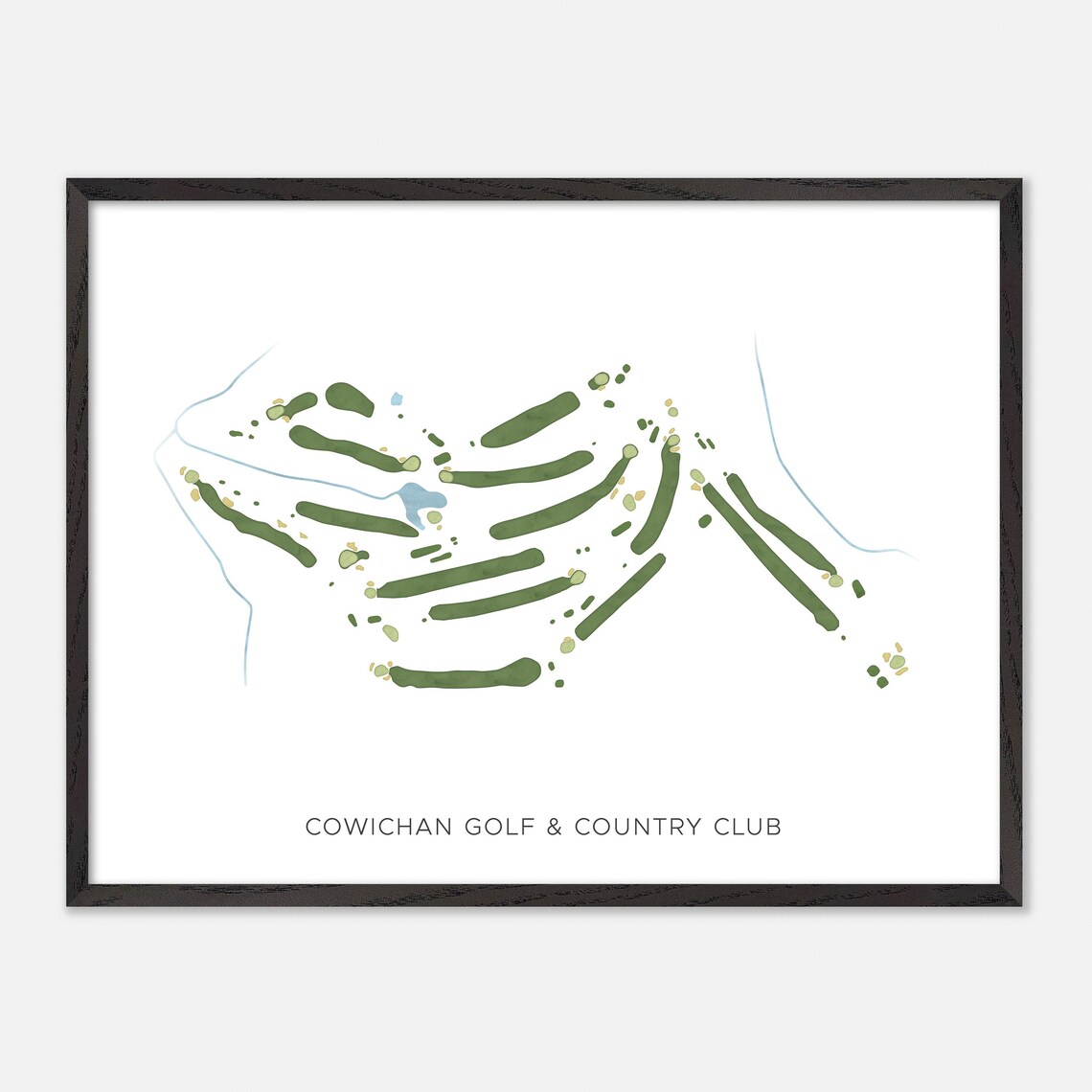 Cowichan Golf & Country Club Modern Minimalist Watercolor Golf Map Poster - Image 4