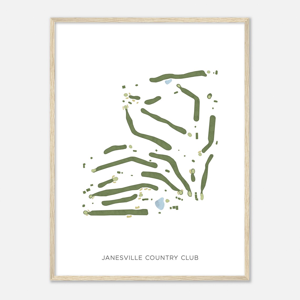 Janesville Country Club Watercolor Fairway Hole Map Art Poster - Image 2