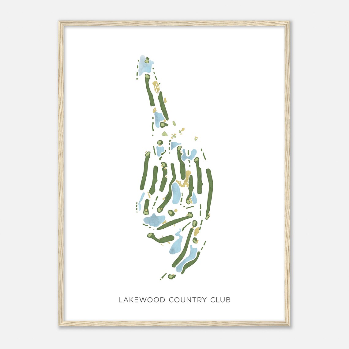 Lakewood Country Club Louisiana Modern Watercolor Golf Map Poster - Image 2