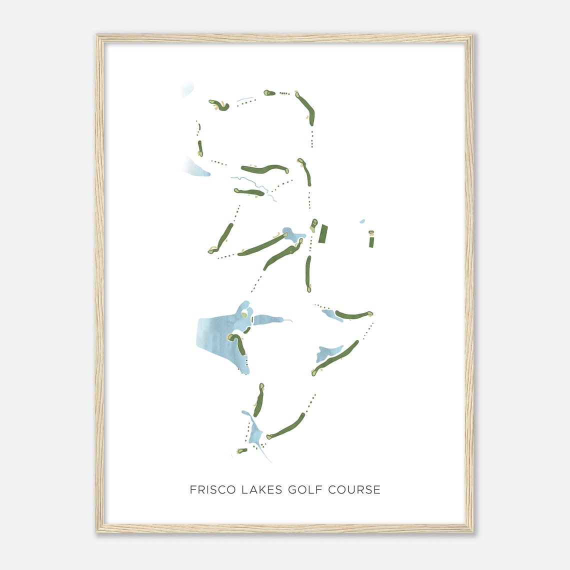 Frisco Lakes Golf Course Texas Modern Watercolor Golf Map Poster - Image 2