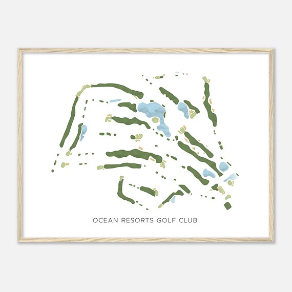Ocean Resorts Golf Club Modern Watercolor Golf Course Map Art Poster