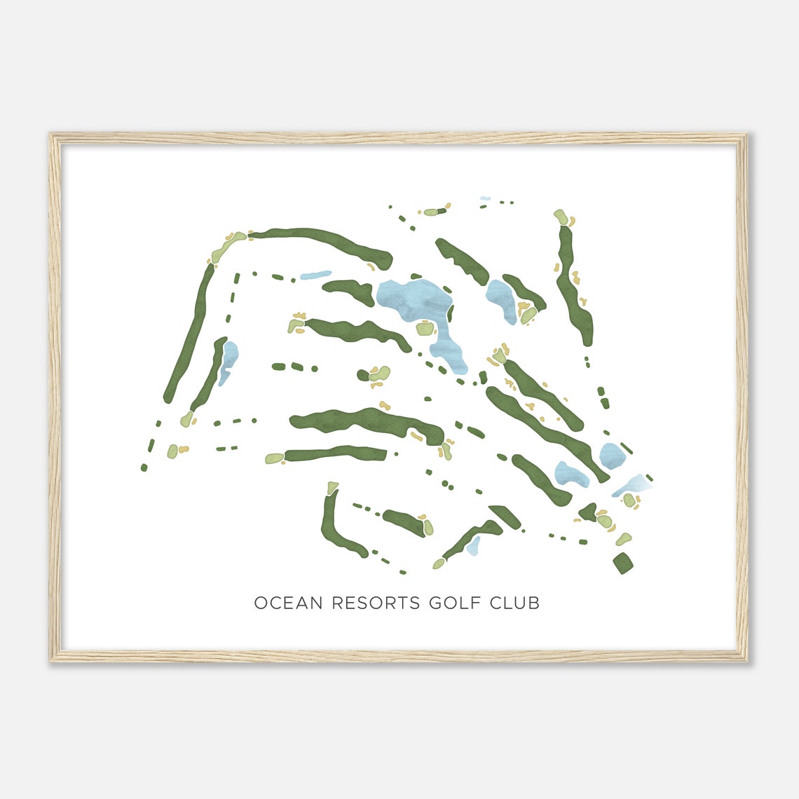 Ocean Resorts Golf Club Modern Watercolor Golf Course Map Art Poster