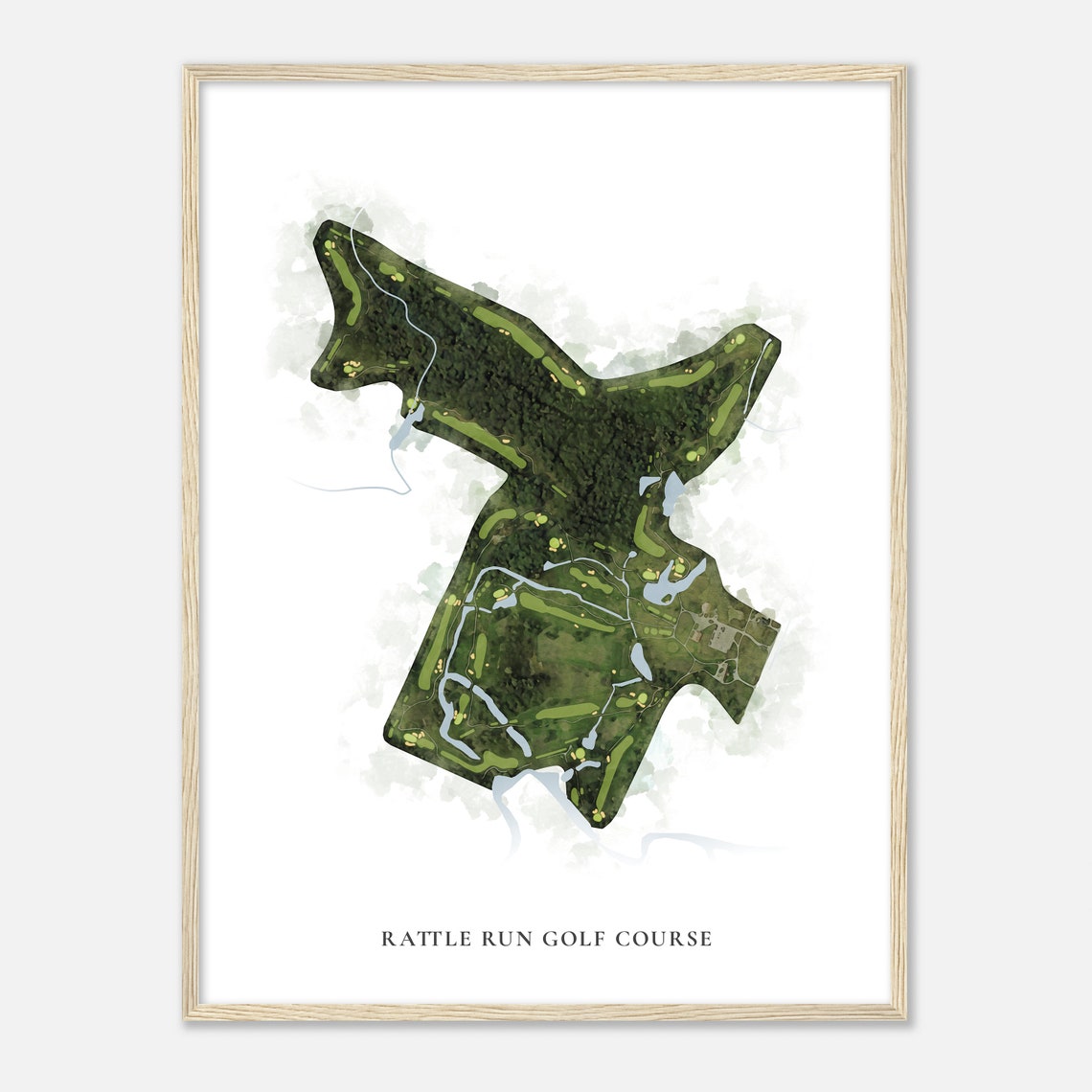 Rattle Run Golf Course Michigan Classic Watercolor Map Golfer Gift Golf Wall Art Golf Poster Print Course Layout - Image 2