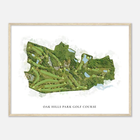 Oak Hills Park Golf Course Connecticut Classic Watercolor Map Golfer Gift Golf Wall Art Golf Poster Print Course Layout