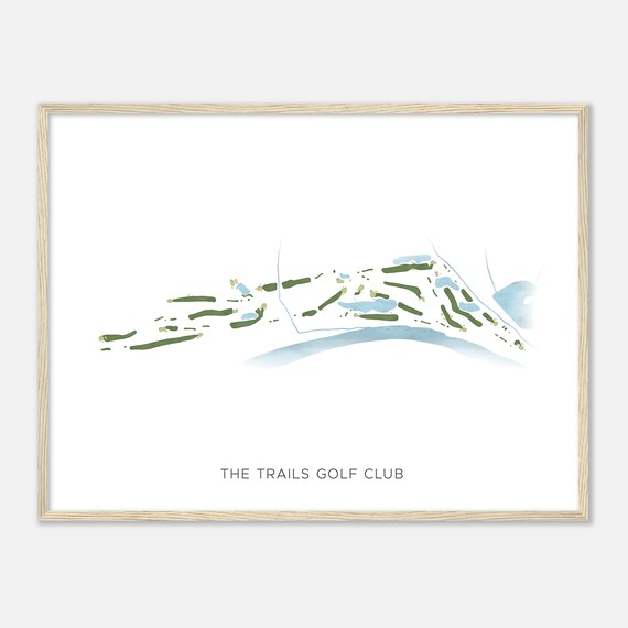 The Trails Golf Club Modern Watercolor Golf Course Map Art Poster