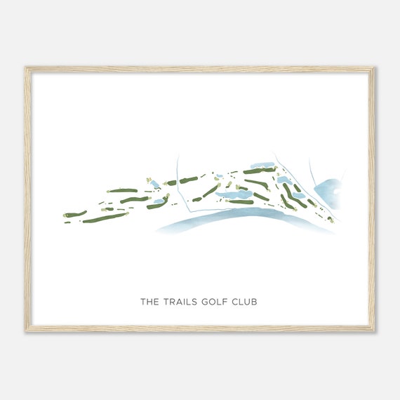 The Trails Golf Club Oklahoma Modern Watercolor Map Golfer Gift Golf Wall Art Golf Poster Print Course Layout