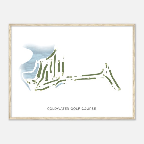 Coldwater Golf Course Michigan Modern Watercolor Map Golfer Gift Golf Wall Art Golf Poster Print Course Layout