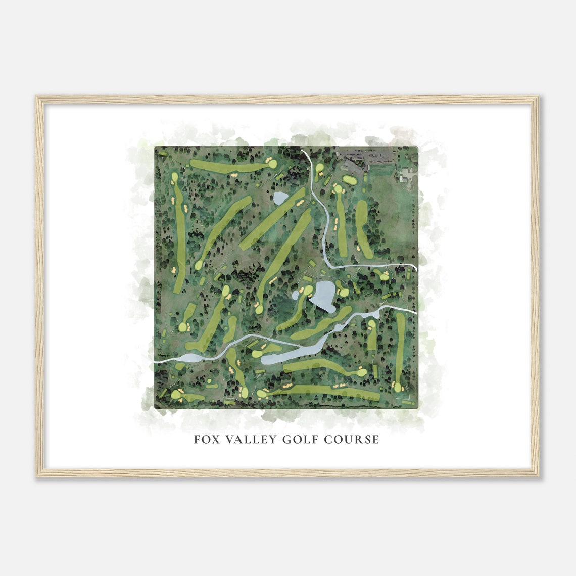 Fox Valley Golf Course Classic Watercolor Aerial Course Map Poster - Image 2