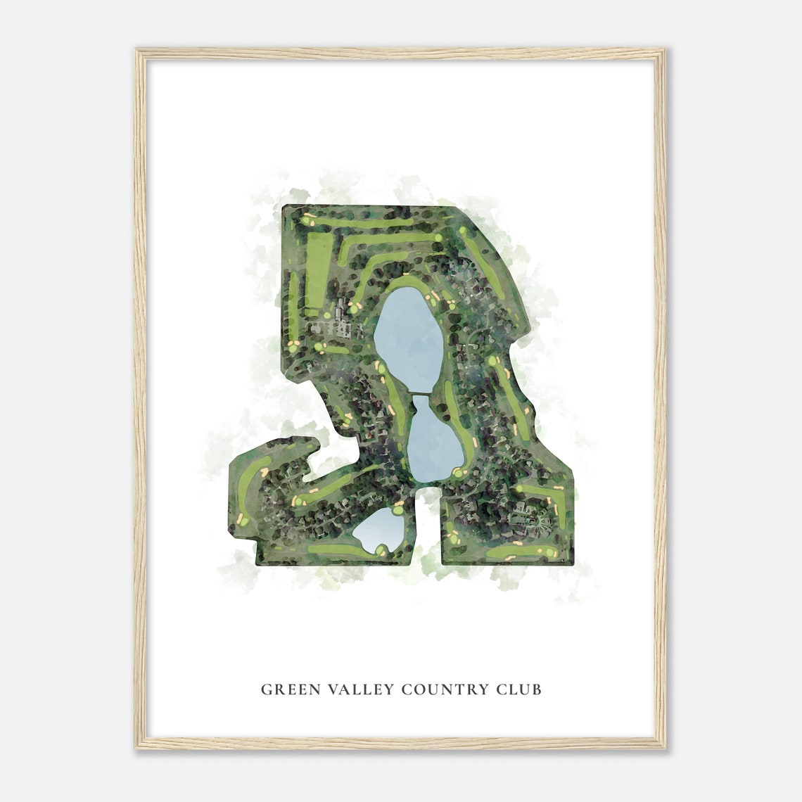 Green Valley Country Club Florida Classic Watercolor Map Poster - Image 2