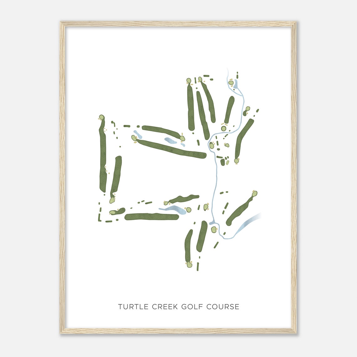 Scenic Turtle Creek Golf Course Modern Minimalist Course Map Poster