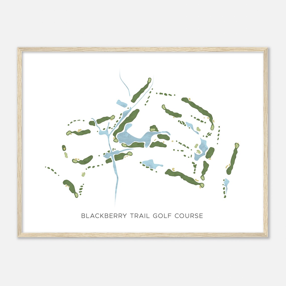 Blackberry Trail Golf Course Alabama Modern Watercolor Course Map Poster - Image 2