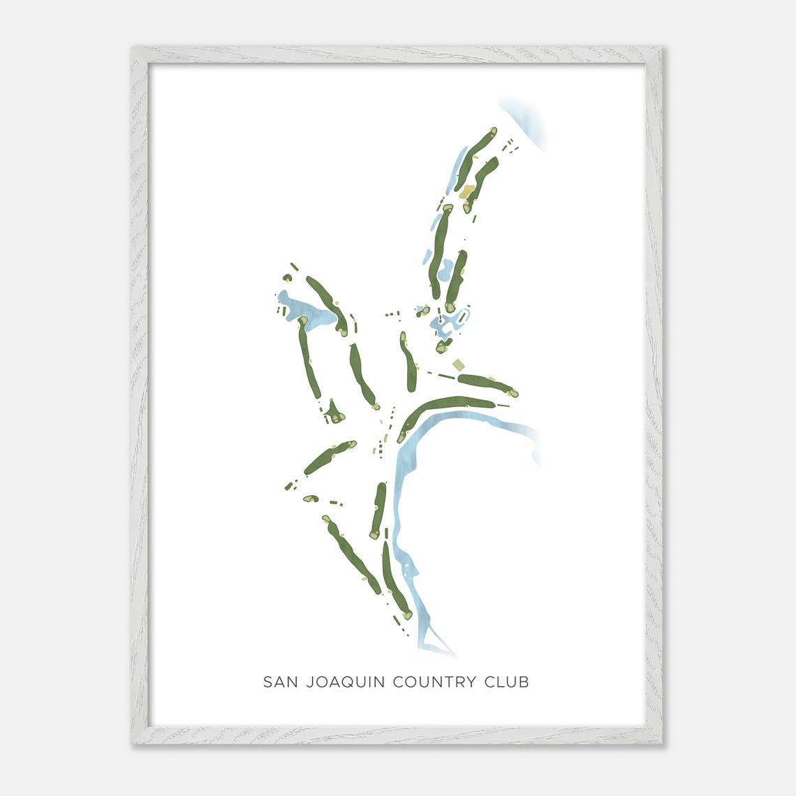 San Joaquin Country Club California Modern Golf Course Map Wall Art - Image 2