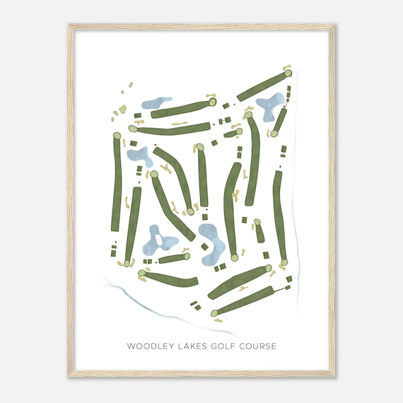 Woodley Lakes Golf Course California Modern Watercolor Map Golfer Gift Golf Wall Art Golf Poster Print Course Layout