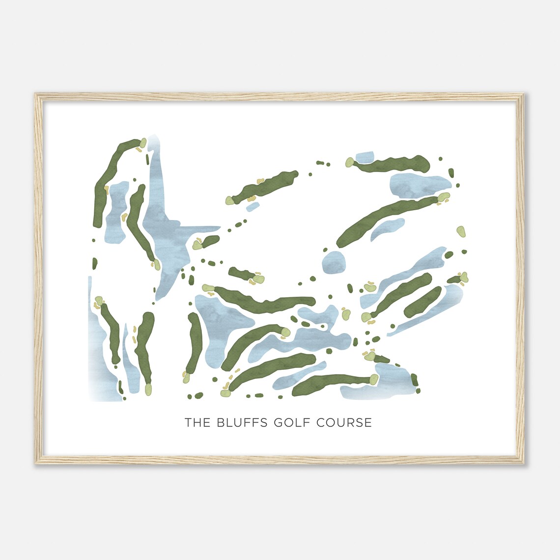 The Bluffs Golf Course South Dakota Modern Watercolor Map Golfer Gift Golf Wall Art Golf Poster Print Course Layout