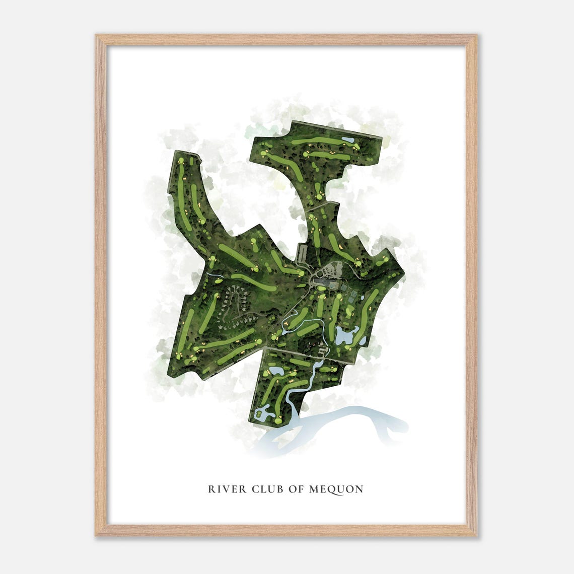 River Club of Mequon Classic Aerial Watercolor Course Map Art Poster - Image 2