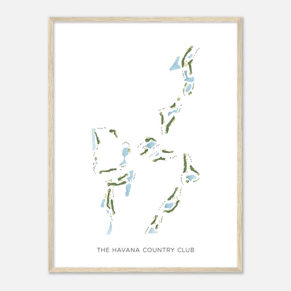 The Havana Country Club Florida Modern Watercolor Map Golfer Gift Golf Wall Art Golf Poster Print Course Layout