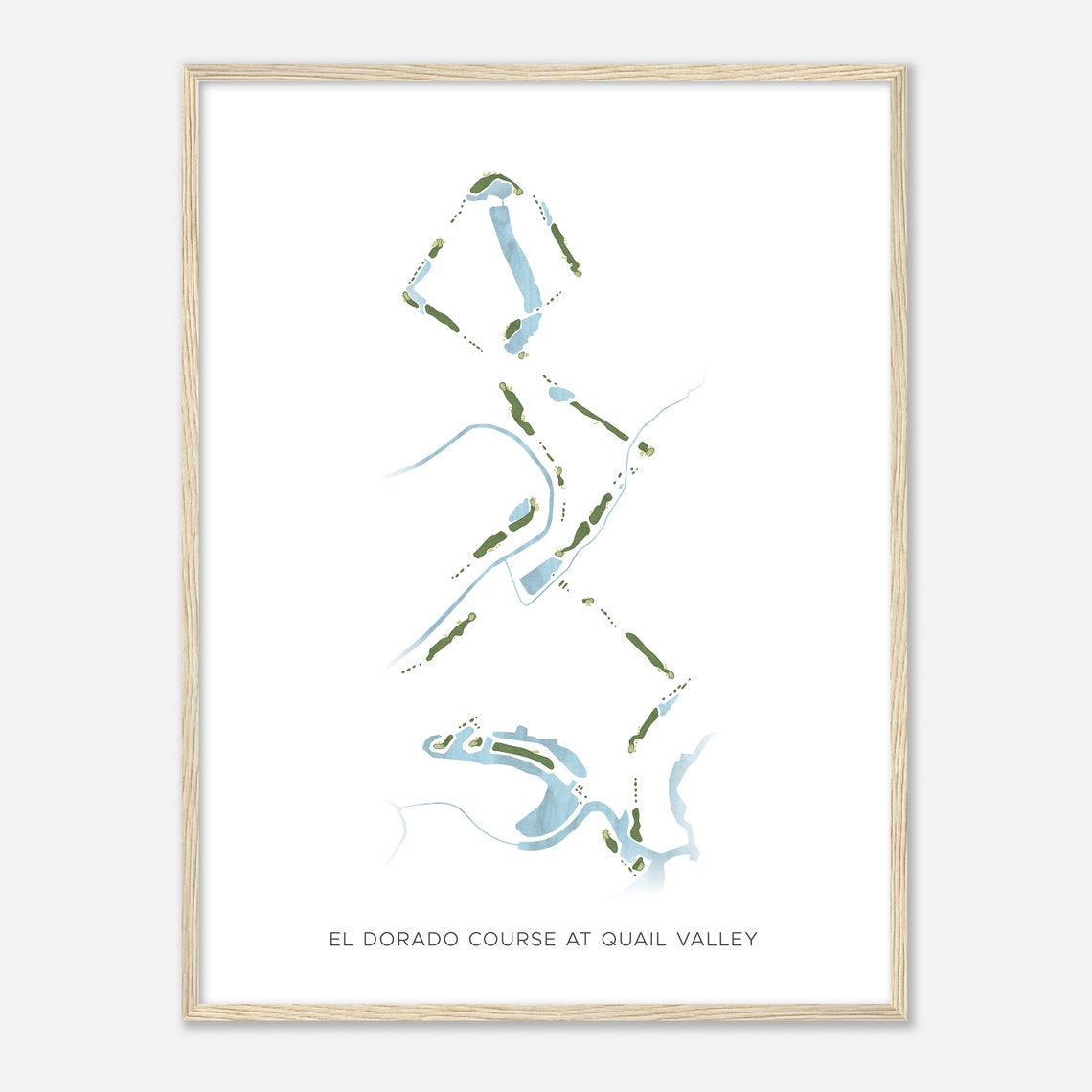 El Dorado Course At Quail Valley Modern Watercolor Golf Map Poster - Image 2