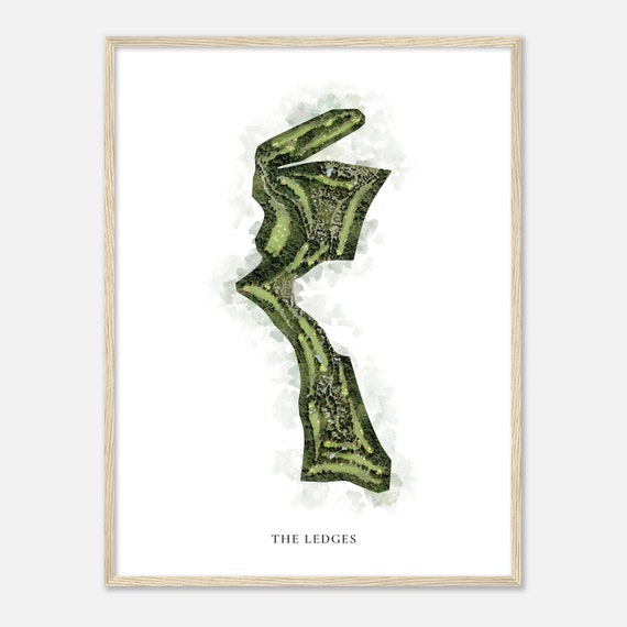 The Ledges Alabama Classic Watercolor Map Golfer Gift Golf Wall Art Golf Poster Print Course Layout