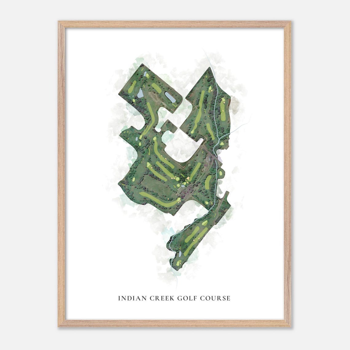 Indian Creek Golf Course Oregon Classic Watercolor Map Poster - Image 6