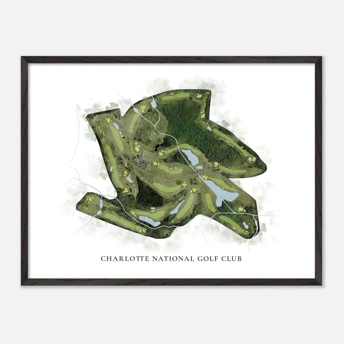 Charlotte National Golf Club Indian Trail NC Classic Watercolor Golf Map Poster - Image 5