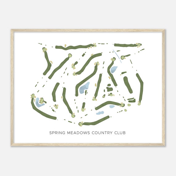 Spring Meadows Country Club Michigan Modern Watercolor Map Golfer Gift Golf Wall Art Golf Poster Print Course Layout