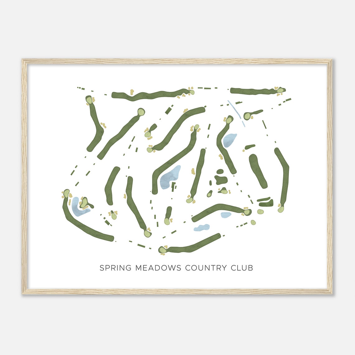 Spring Meadows Country Club Modern Minimalist Golf Map Poster