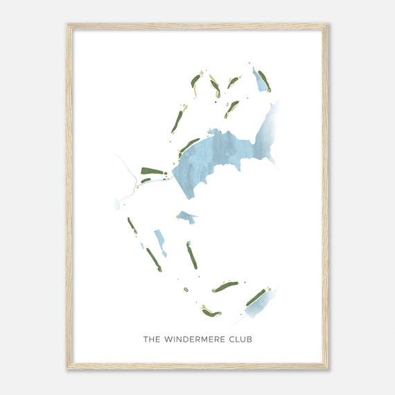 The Windermere Club South Carolina Modern Watercolor Map Golfer Gift Golf Wall Art Golf Poster Print Course Layout
