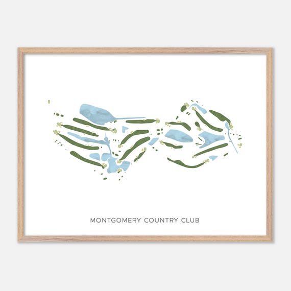 Montgomery Country Club In Laytonsville Maryland Modern Watercolor Map Golfer Gift Golf Wall Art Golf Poster Print Course Layout
