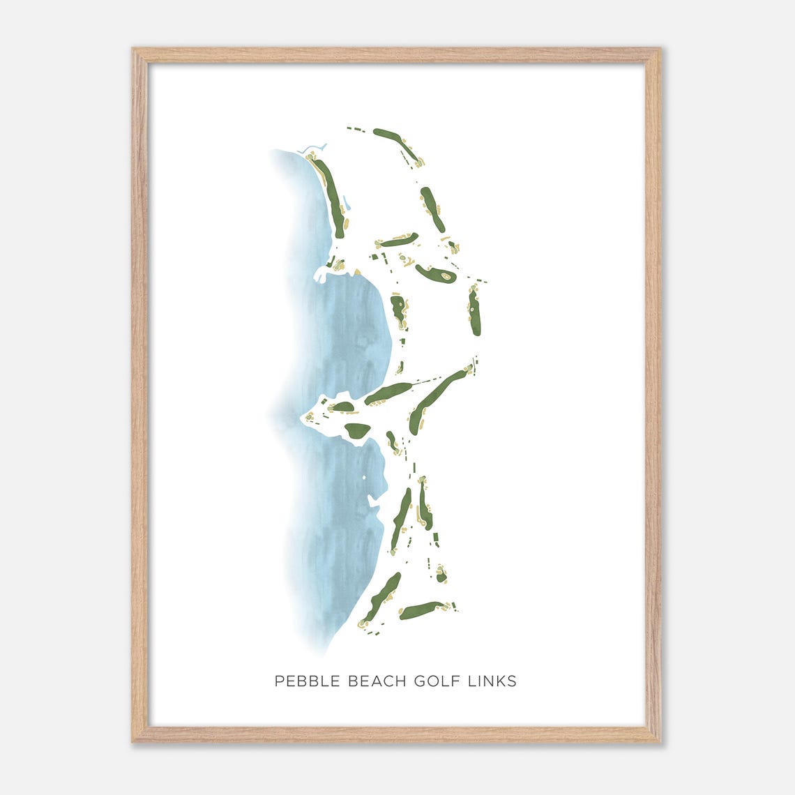 Pebble Beach Golf Links Modern Fairway Golf Course Map Poster - Image 2