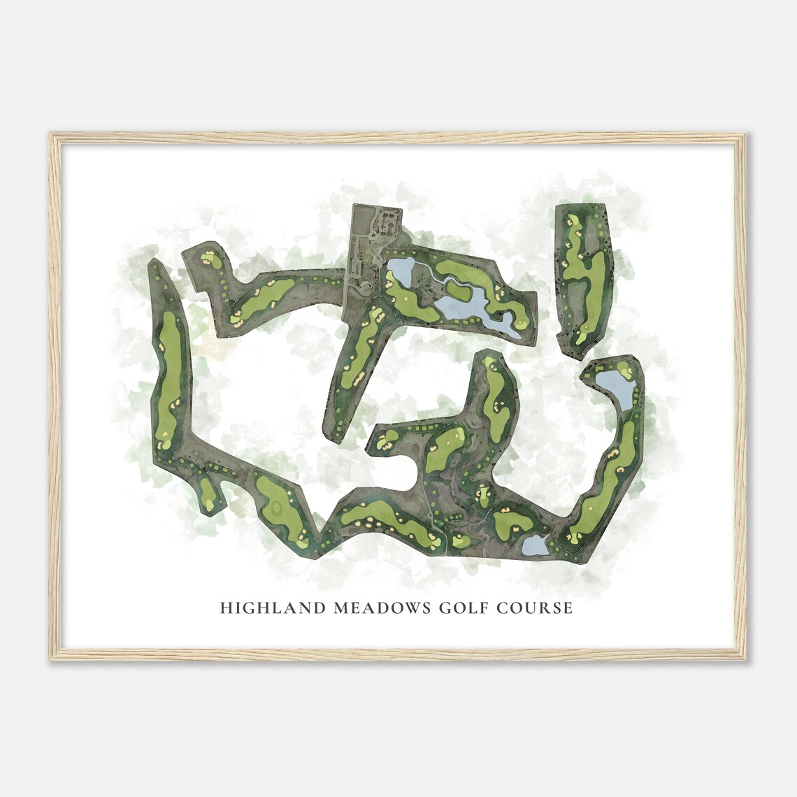 Highland Meadows Golf Course Colorado Classic Watercolor Map Golfer Gift Golf Wall Art Golf Poster Print Course Layout - Image 2