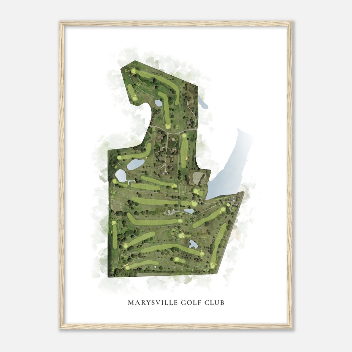 Marysville Golf Club Classic Aerial Watercolor Course Map Poster - Image 2