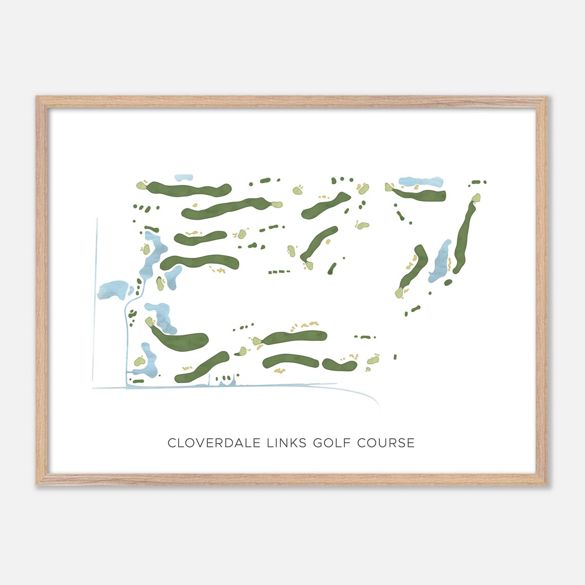 Cloverdale Links Golf Course Canada Minimalist Watercolor Golf Map Poster