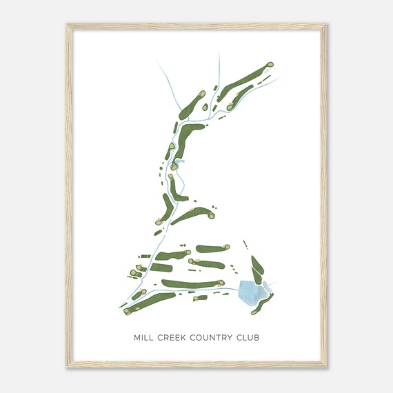 Mill Creek Country Club North Carolina Modern Watercolor Map Golfer Gift Golf Wall Art Golf Poster Print Course Layout