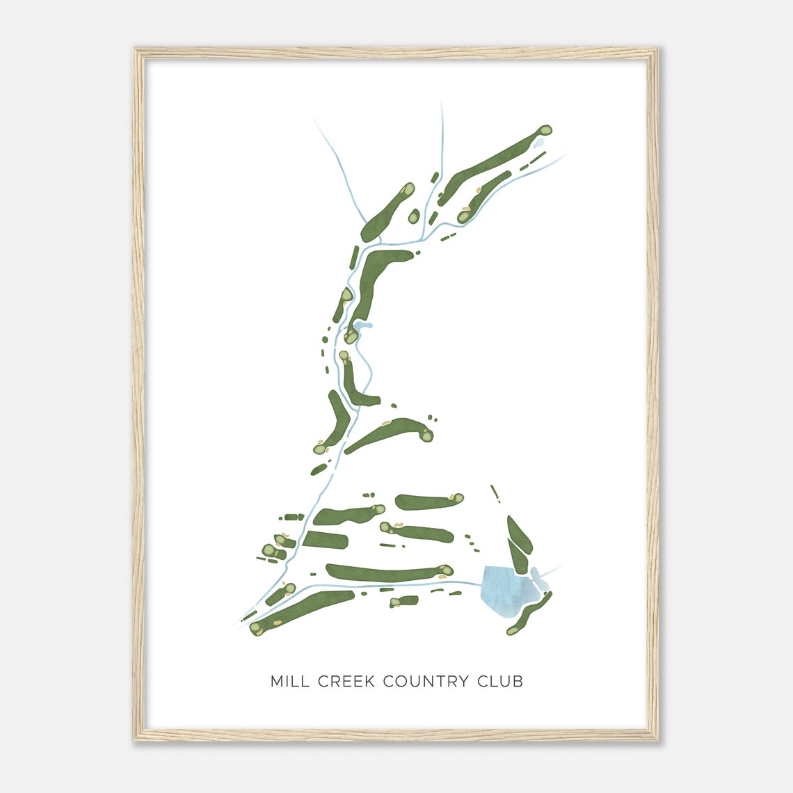 Mill Creek Country Club Modern Watercolor Course Map Golf Poster