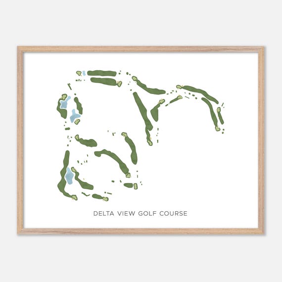 Delta View Golf Course In Pittsburg California Modern Watercolor Map Golfer Gift Golf Wall Art Golf Poster Print Course Layout