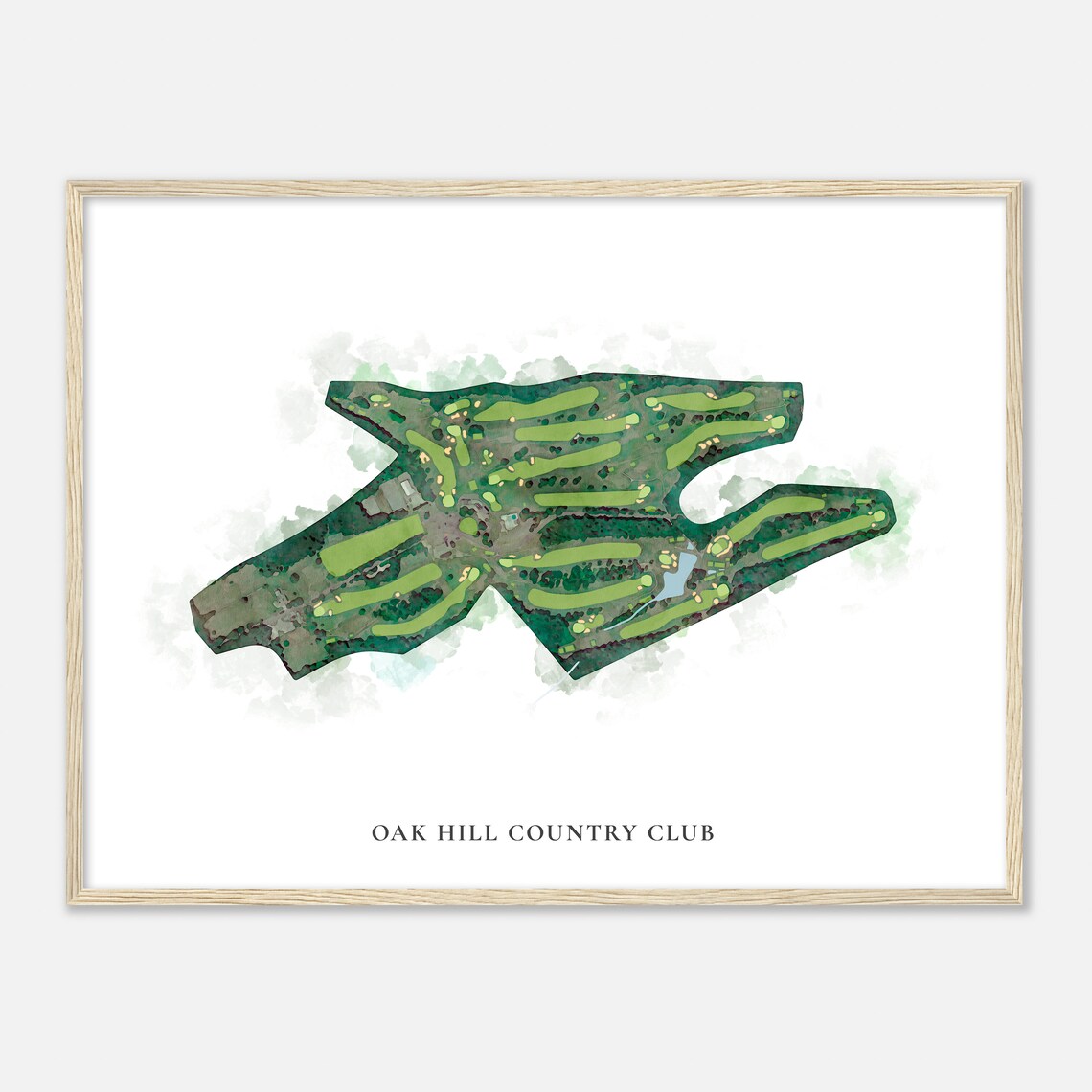 Oak Hill Country Club Massachusetts Classic Watercolor Golf Map Poster