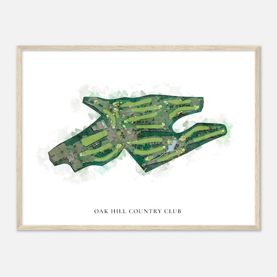 Oak Hill Country Club Massachusetts Classic Watercolor Map Golfer Gift Golf Wall Art Golf Poster Print Course Layout
