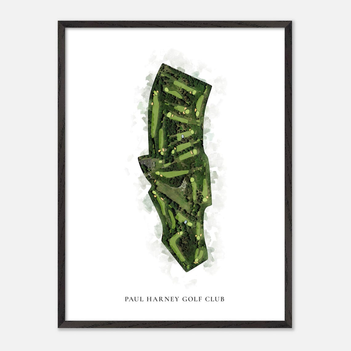 Paul Harney Golf Club Classic Watercolor Course Map Art Poster - Image 3