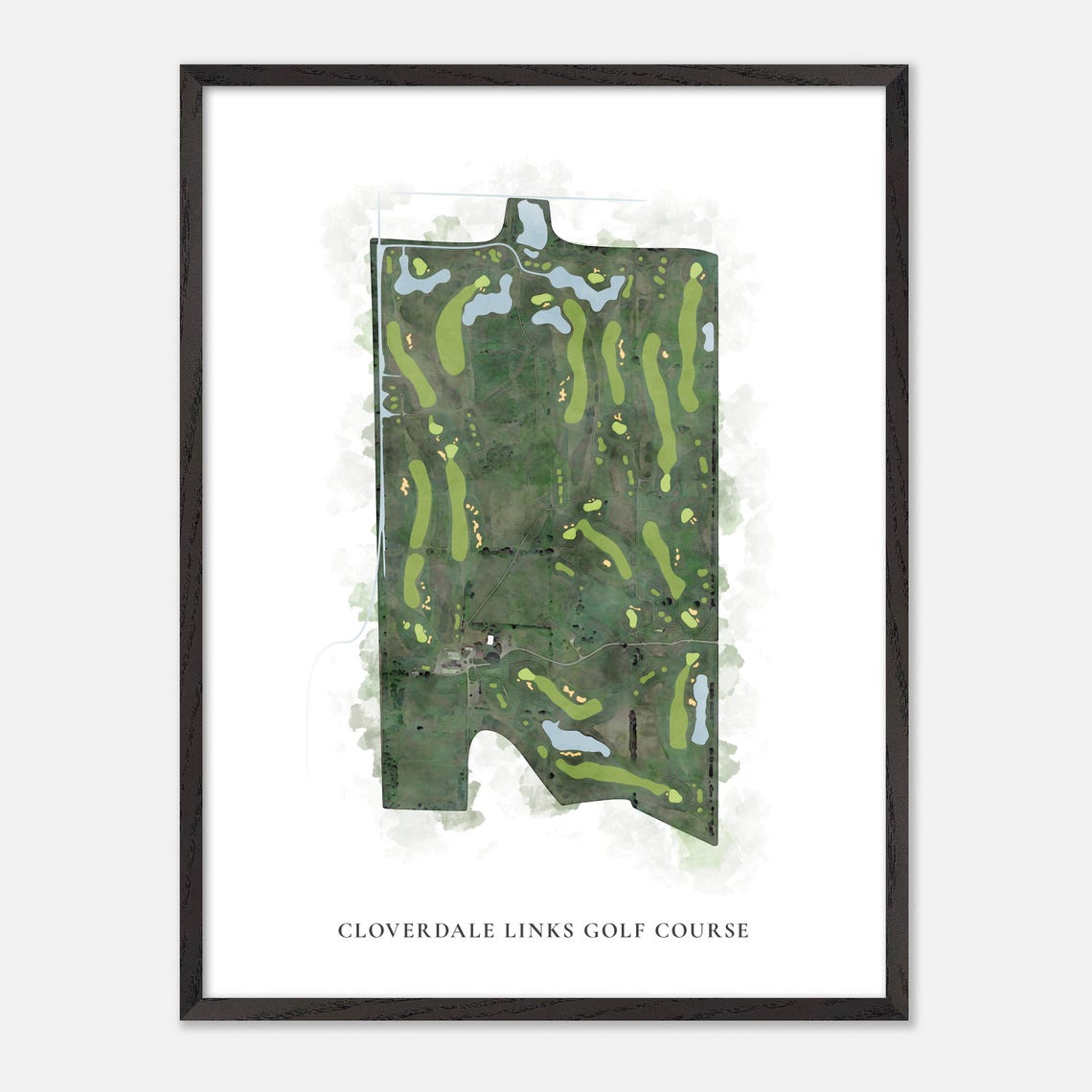 Cloverdale Links Golf Course Canada Classic Watercolor Map Poster - Image 2