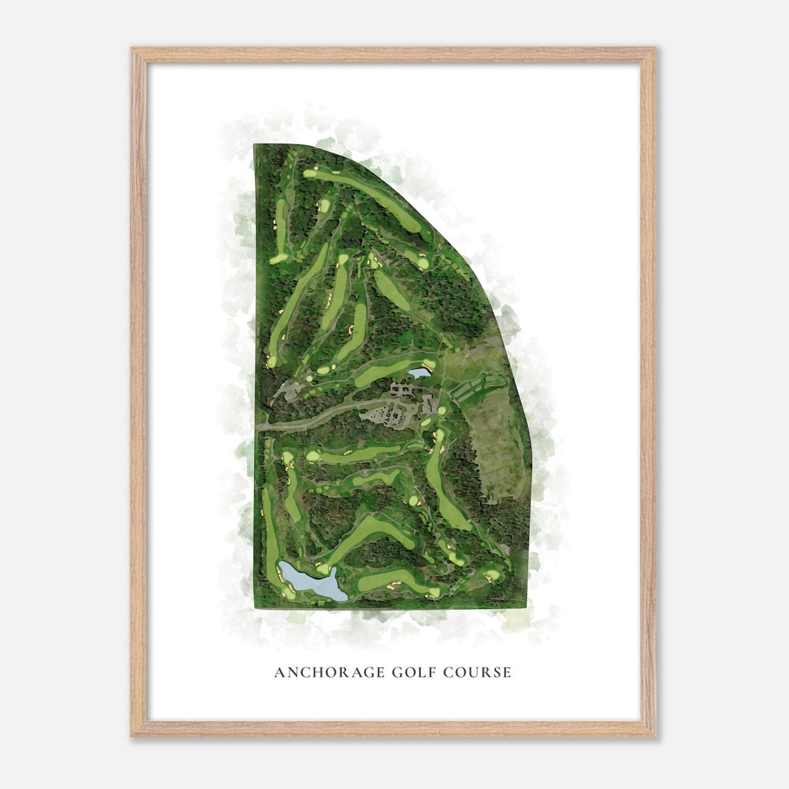 Anchorage Golf Course Alaska Scenic Classic Watercolor Map Poster - Image 2