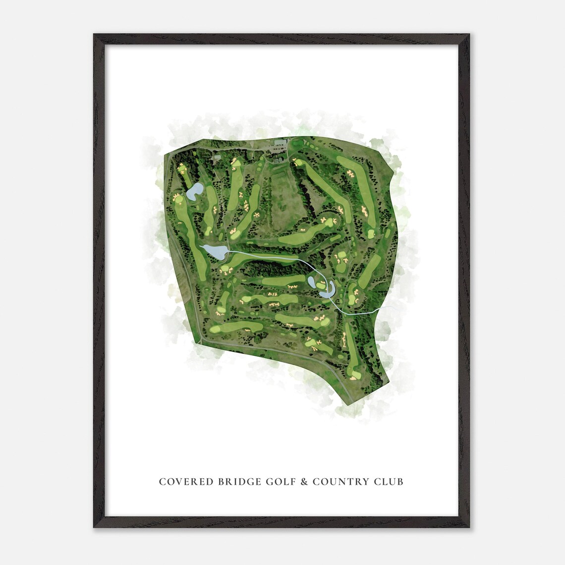 Covered Bridge Golf & Country Club Hartland Canada Classic Watercolor Golf Map Poster - Image 2