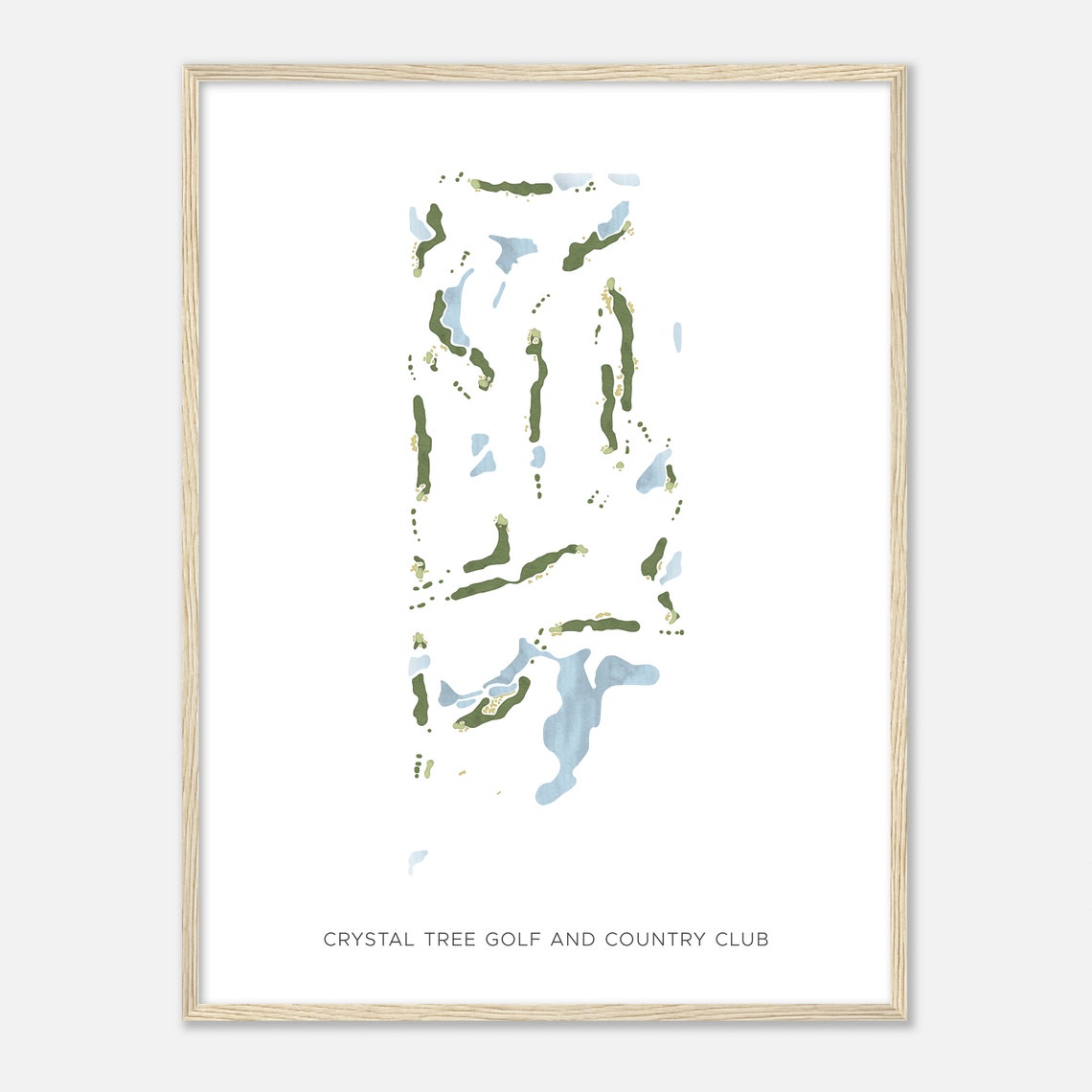 Crystal Tree Golf and Country Club Modern Watercolor Course Map Poster - Image 2