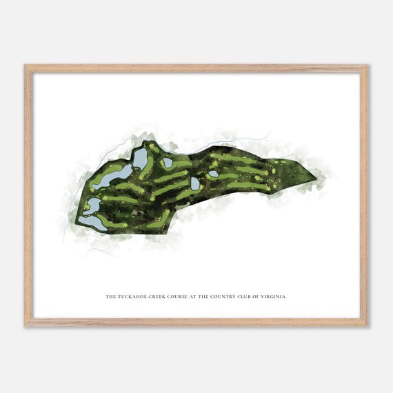 The Tuckahoe Creek Course At The Country Club Of Virginia In Henrico Virginia Classic Watercolor Map Golfer Gift Golf Wall Art