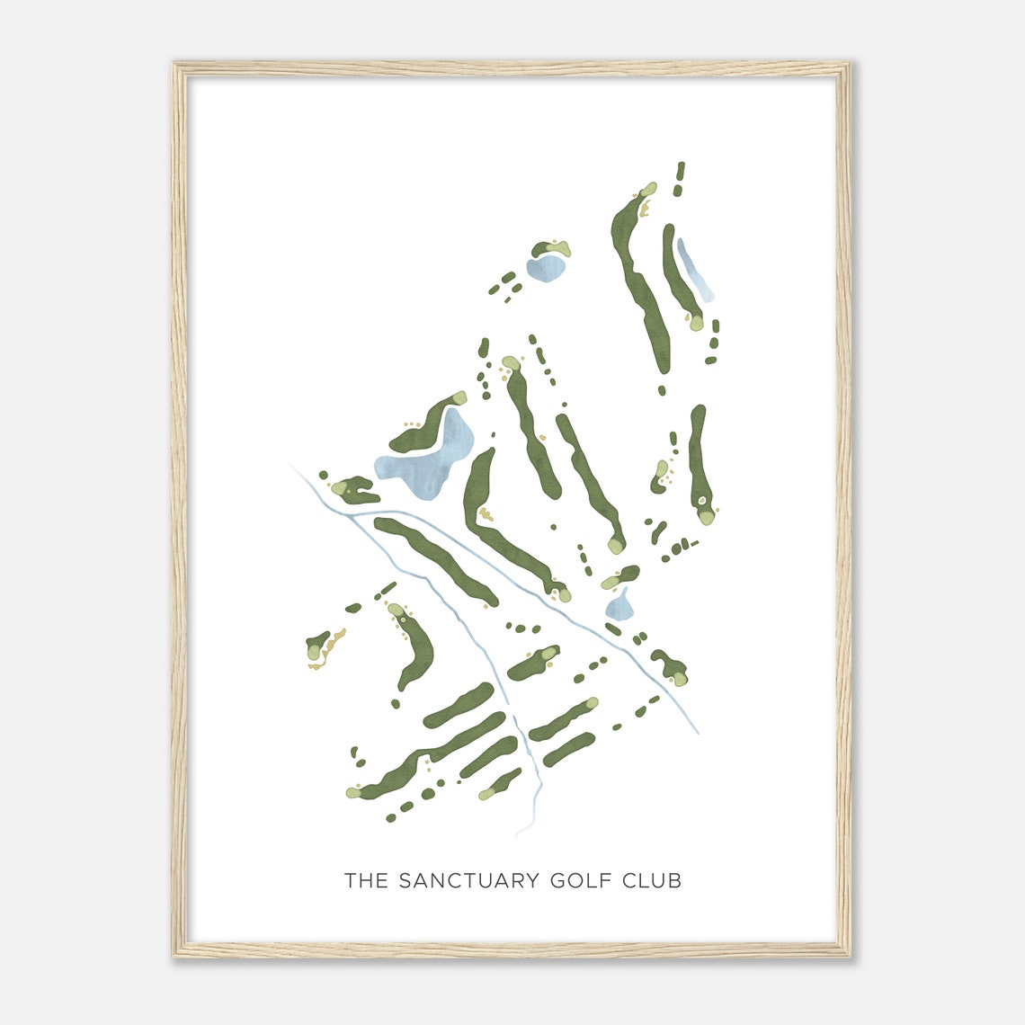 The Sanctuary Golf Club Watercolor Course Fairway Hole Map Art Poster