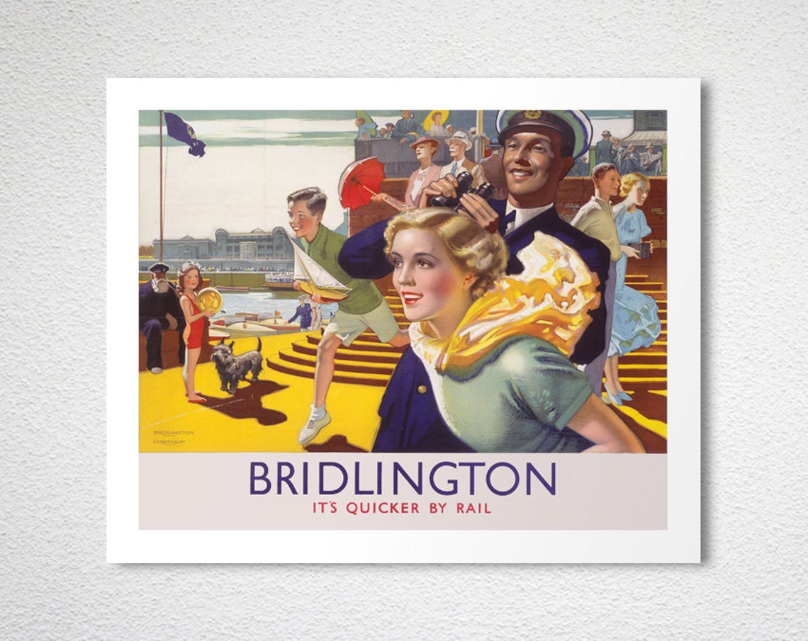 Bridlington It's Quicker by Rail Vintage Seaside Resort Holiday Poster - Image 2