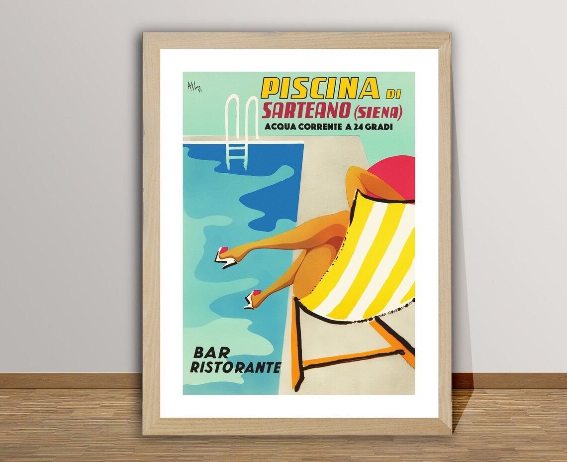 Piscina Di Sarteano Vintage Travel Poster, Italy