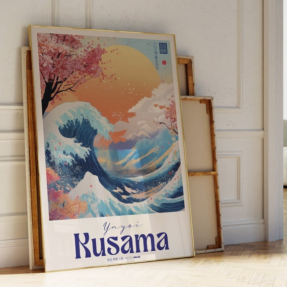 Yayoi Kusama Prints Yayoi Kusama Wall Art Inspired Yayoi Kusama Poster Japanese Ocean Great Wave Cherry Blossom Zen Wall Art Wabi Sabi