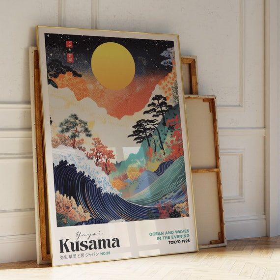 Yayoi Kusama Prints Yayoi Kusama Wall Art Yayoi Kusama Poster The Great Wave Japandi Wall Art Zen Wall Art Wabi Sabi Wall Art Prints
