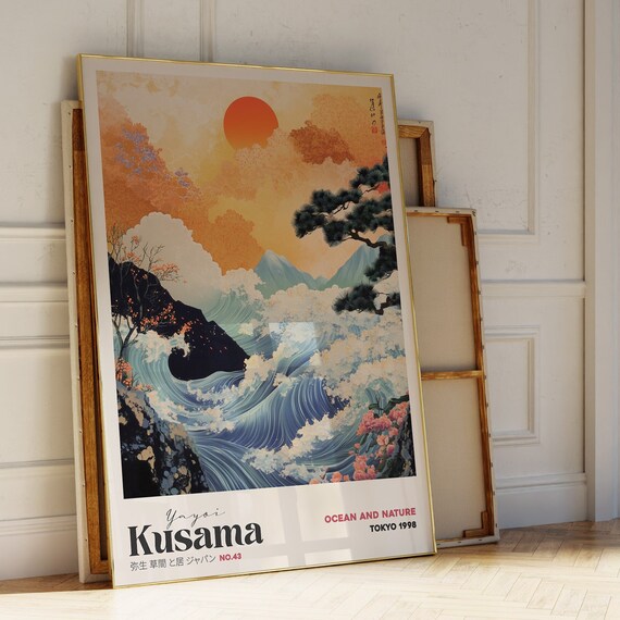 Yayoi Kusama Ocean and Nature Tokyo 1998 Wave Exhibition Poster